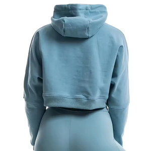 OEM personalizado al por mayor de alta calidad de manga larga pulóver Top recortado francés Terry algodón sudaderas con capucha casuales para las mujeres - Product Image 3