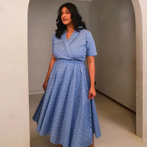 Vestido corto de algodón indio hecho a mano para mujer, personalizado, novia, boda, elegante, fiesta de cumpleaños, ropa de oficina de verano - Product Image 1