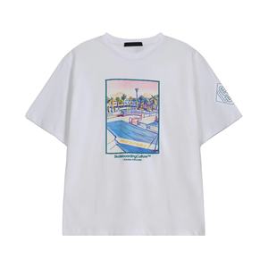 Camiseta Streetwear con diseño de patrón Camiseta con eslogan de tela de punto teñida Lisa Camiseta impresa al por mayor precio de descuento de moq bajo - Product Image 1