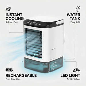 Ventilateur de bureau portable alimenté par courant alternatif avec brumisation et compartiment à glace, 3 vitesses, humidificateur personnel en plastique pour un confort optimal - Product Image 2
