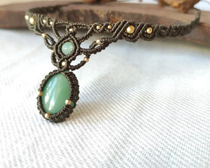 Collier ras du cou tendance en macramé lisse et perlé pour la saison estivale, réglable, cadeau tendance, bijoux pour femmes, à porter lors de mariages - Product Image 1