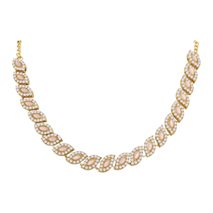 Ensemble de collier ras du cou clouté en pierre autrichienne lustrée feuillue - Product Image 4