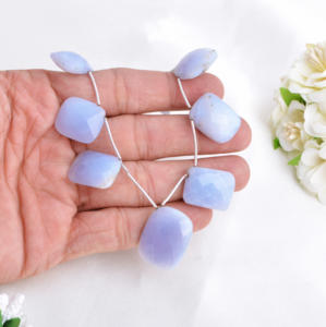 Calcedoine facettée en forme de chiclets, 1 brin de perles de pierres précieuses naturelles pour la fabrication de bijoux fins - Product Image 3