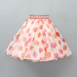 Lehenga Choli de Lujo Shoryam, Diseño Floral Rosa, Organza, Largo hasta el Suelo, Elástico, para Niñas |   Ropa de Fiesta de Diseño Contemporáneo - Product Image 4