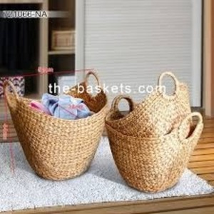 Panier tissé écologique en jacinthe d'eau de taille personnalisée grand panier de rangement pour la maison lot de 3 dans le panier 15x19x11 #12x18x10 #12x16x10 - Product Image 1