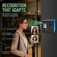 Máquina de Control de Asistencia con Reconocimiento Facial Biométrico FA01H, Cámara Dual IR, Reloj de Control de Horario con Huella Dactilar, Informe de Excel sin Software