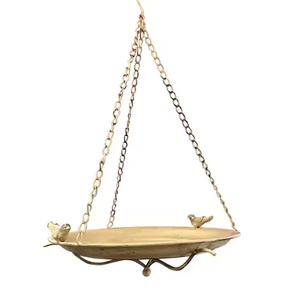 Bain d'oiseau en métal de bonne qualité de conception antique de couleur d'or pour la décoration de restaurant mangeoire à oiseaux suspendue la plus vendue - Product Image 1