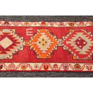 Alfombra Turca Vintage Pequeña de 2x3.1 pies, Alfombra Geométrica Roja Anaranjada - Product Image 5