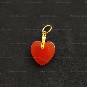 Silver Minimalist Puffy <b>Heart</b> Pendant 20mm Natural Orange Carnelian Gemstone Smooth Polished Valentines Day Fine Pendants <b>Charms</b> - Product Image 3