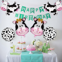 Kuh-Folienballon-Set, Bauernhof-Tier-Mylar-Ballons, Kuhmuster-Rundballons für Scheunen-Geburtstagsfeier-Dekorationen