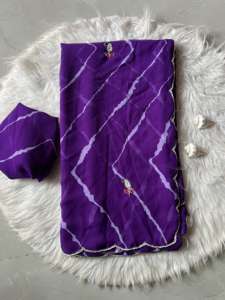 Collection de saris en tissu imprimé numérique Pure Georgette Bandhani - Product Image 6