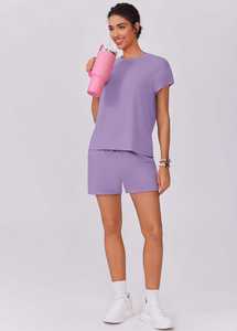 2025 femmes été col rond pour salon ensemble à la mode personnalisé décontracté voyage tenues poches 2 pièces ensembles correspondant Shorts - Product Image 3