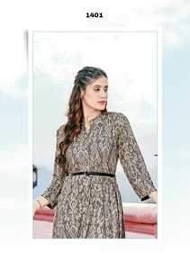 Nueva colección de verano de diseñador de Fabzone India Anarkali Long Kurti para mujer en tela de rayón - Product Image 4