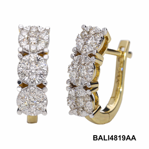 14K Yellow Gold Rhodium Plated Classic Diamond Hoop Earrings 0.64 TCW Round Brilliant Cut Symmetrical for Women's Daily Wear - Product Image 2