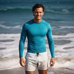 Summer Beach Swim Rash Guard Hommes Léger 100% Polyester Athletic Shirt Compression Manches Longues Rash Guard Hommes - Product Image 6