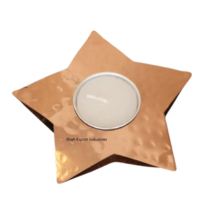 Hammered Look Metal <b>Tealight</b> <b>Candle</b> Holder for Home Event Party Tabletop Decor Copper Color Star Shape <b>Tealight</b> Holder - Product Image 3
