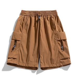 Short Cargo en Soie Glacée Écologique pour Homme, Vêtements de Travail Décontractés à Coupe Ample et à Séchage Rapide avec Impression Numérique Solide - Product Image 1