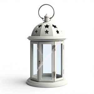Linterna hexagonal de metal blanco con recortes de hojas y paneles de vidrio, elegante candelabro hecho a mano para decoración interior y exterior - Product Image 6