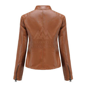 Diseñe sus propias chaquetas de cuero de moda Chaqueta de cuero de mujer de alta calidad al mejor precio Chaqueta de cuero de manga larga - Product Image 3