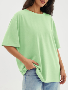 T-shirts d'été décontractés pour femmes, coupe régulière, 100 % coton respirant, écologiques, avec logo personnalisé, grandes tailles, vente en gros - Product Image 5