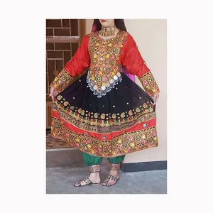 部落民族复古库奇连衣裙，阿富汗/巴基斯坦库奇派对传统多色连衣裙阿富汗传统服装