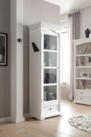 Armoire en verre moderne de luxe de Provence en bois d'acajou massif avec finition peinte en blanc pour meubles de salle à manger à la maison