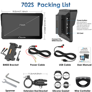Мотоциклетный <span class=keywords><strong>GPS</strong></span>-навигатор Carpuride W702S PRO с беспроводным CarPlay и Android Auto, умный дисплей для мотоцикла, навигация, Wi-Fi, Bluetooth - Product Image 3