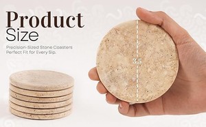 Elegante Posavasos de Piedra Travertino Resistente al Calor con Acabado de Mármol Natural que Protege la Mesa de Tazas Calientes y Derrames - Product Image 2