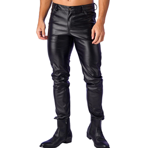 Mejor Precio de alta calidad pantalones de los hombres de color sólido de cuero genuino personalizable tejido no tejido OEM/ODM Venta de servicio - Product Image 5