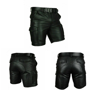 Comfortable Real Leather <b>Shorts</b> For <b>Men</b> Casual Summer Leather Daily With Breathable And Custom Waist Size Adjustment - Product Image 3