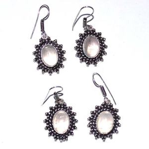 Boucles d'oreilles en quartz rose plaqué or avec pierre semi-précieuse indienne bijoux en pierres précieuses de guérison pour cadeaux - Product Image 1