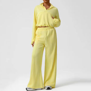 Custom Organic Cotton Fleece 2-Piece Women's Vintage Tracksuits Embroidered Lace Puff Printing Belt Stand Zip Collar Hoodies - Product Image 4