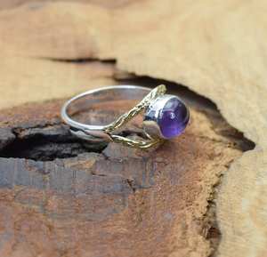 Handmade 925 Sterling Silver <b>Fine</b> <b>Ring</b> Unique Classic Design with Natural Amethyst Gemstone Customized Eternity Vermeil - Product Image 3