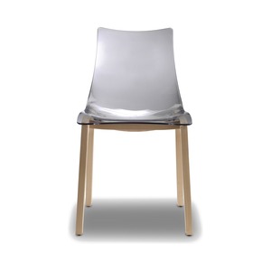Dining <b>Chair</b> Transparent Polycarbonate <b>Shell</b> on Beech Wood 4-Leg Frame, Natural or Wenge Finish, for Restaurant Cafe Hotel - Product Image 2