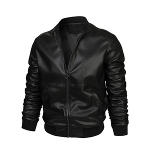 OEM ODM Service High Quality Men's Causal Wear Leather <b>Jacket</b> Customized Logo Full Sleeves Stand Collar High <b>jacket</b> for men - Product Image 1