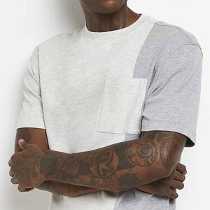Suéteres de moda para hombre 2023, jerséis informales de manga corta con cuello redondo, jersey de retazos de bloque de Color, camisetas personalizadas - Product Image 5
