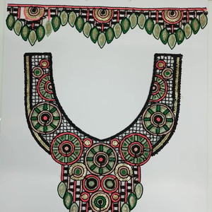 Majestic Net Fabric Indian Gown Kurti Blouse-Patchs de broderie à paillettes élégants fabriqués à la main col de cou couture pour élégant - Product Image 1