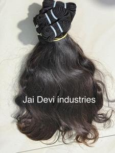 100% Paquetes ondulados de cabello humano de templo indio Virgen sin procesar Extensiones en bruto alineadas con cutícula Proveedor mayorista de color natural - Product Image 5