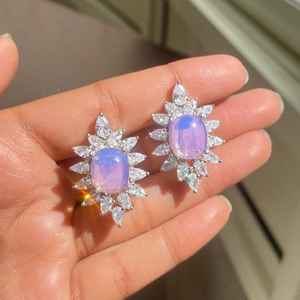 Luxury Purple CZ <b>Earrings</b> Large Statement Studs American Diamond CZ Jewelry Designer 925 Sterling Silver for Bride Gift - Product Image 4