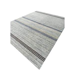 Tapis en laine et viscose tissé à la main à rayures bleues pour la maison - Hwv-51040 - Product Image 2