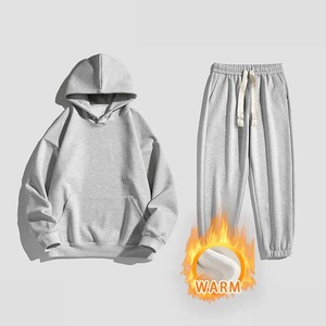 Conjunto Deportivo de Dos Piezas para Mujer, Invierno, Estampado, Grueso, Cálido, Cortavientos, con Capucha, Manga Larga, Pantalón, Color Sólido, Informal, para Correr - Product Image 1