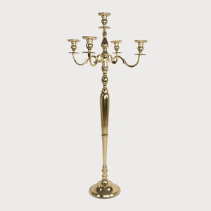 Candelabro de Metal de 5 brazos de diseño antiguo, portavelas con acabado dorado para Decoración de mesa, decoración de boda, precios muy baratos - Product Image 1