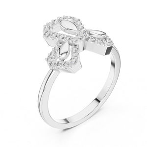 Anillo de Compromiso de Oro Blanco de 14K con Diamante Redondo Cultivado en Laboratorio para Mujer |   Diamante Cultivado Nuevo - Product Image 3