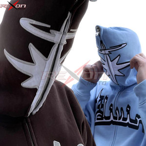 Embroidered Print Hoodies Men's Fashion Oversized Full <b>Zip</b> <b>Up</b> Hooded Sweatshirt Hip Hop Long Sleeve Jacket Coat Streetwear - Product Image 3