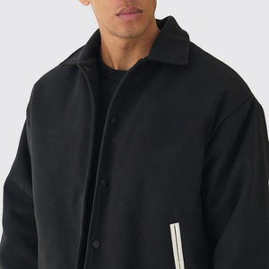 Chaqueta Universitaria de Cuero Negra Personalizada, Chaqueta de Béisbol Amarilla, Chaqueta Bomber de Cuero Extra Grande con Cuello Alto, Bordado, Ropa Urbana de Invierno - Product Image 2