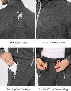Custom Regular Fit Streetwear 2 in 1 Jogging <b>Tracksuit</b> Set Stand Collar Wholesale Running Sports Wear Printed - Product Image 5