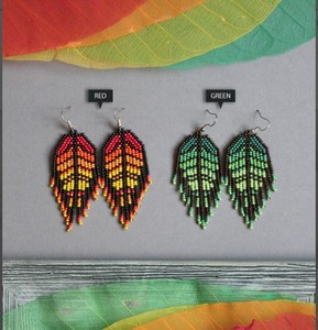 Leaf <b>Green</b> Long <b>Earrings</b> Summer Chandelier Beaded <b>Earrings</b> Leaves <b>Earrings</b> Beaded Tassel <b>Earrings</b> - Product Image 2