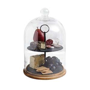 Modern New Arrival 2 Tier Wooden <b>Glass</b> Dome Round <b>Cake</b> <b>Stand</b> with Black Base Wedding Centerpiece Customized Color & Handmade - Product Image 1