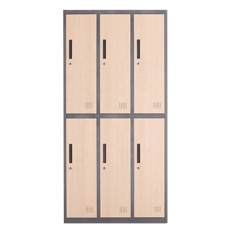 6 Türen Holz Transfer Print Schließfach Schrank Spiegel und Regale Digital Smart Student Schließfach