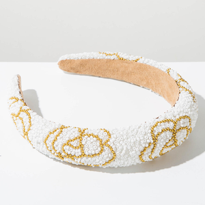 Nouveau bandeau fait main brodé de perles, design de niche vintage de luxe, bandeaux haut de gamme, large côté polyvalent, accessoire pour cheveux - Product Image 2